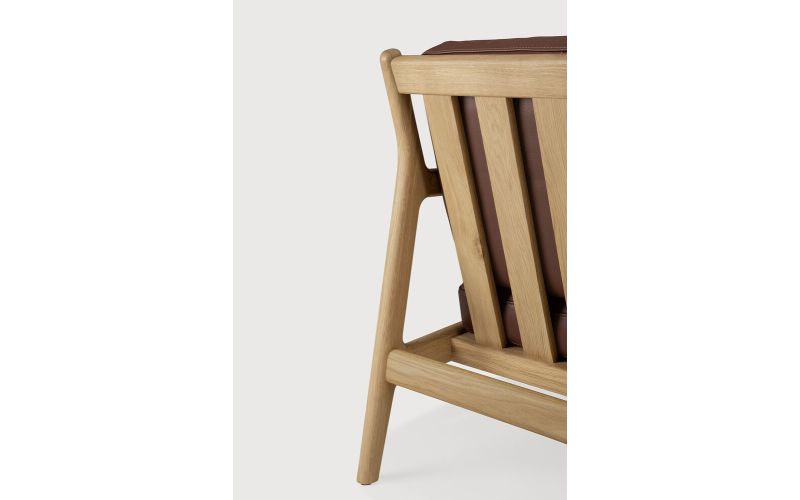 JACK LOUNGE CHAIR - VARNISHED OAK - BURGUNDY LEATHER 50494 69 x 87 x 74 CM