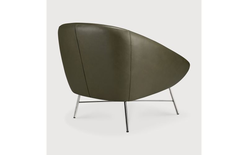 ETHNICRAFT BARROW LOUNGE CHAIR - GREEN LEATHER 20158 STEEL LEGS