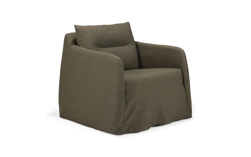WEAVE LOUNGE CHAIR - GREEN FABRIC - SWIVEL/DRAAI 21417 80 x 87 x 75 CM