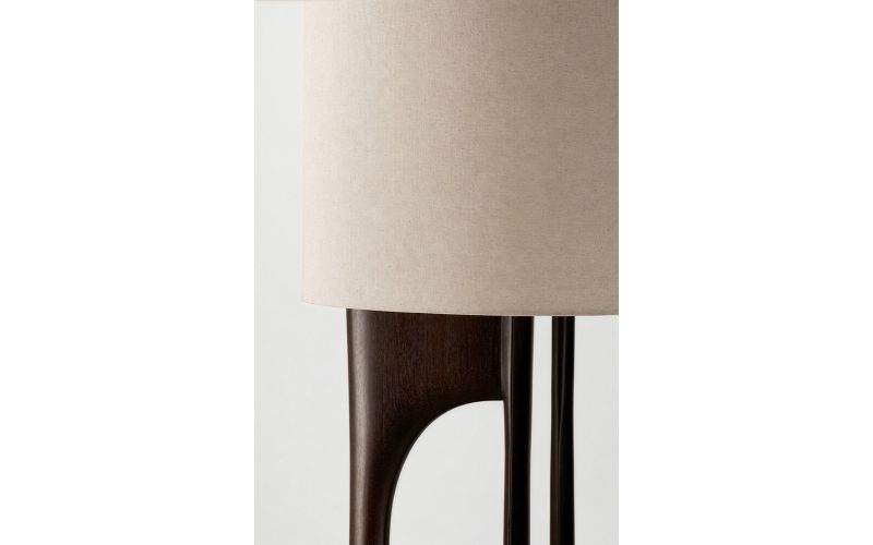 FLOW FLOORLAMP ETHNICRAFT 26971 VARNISHED MAHOGANY - ROSE BROWN BEIGE FABRIC 50 x 48 x 176 CM