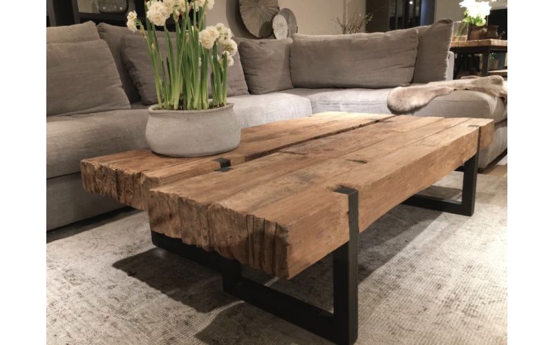 Rustieke teak eetkamer tafel bankje