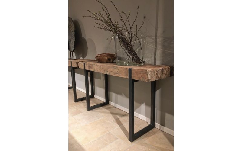 Rustieke teak eetkamer tafel bankje