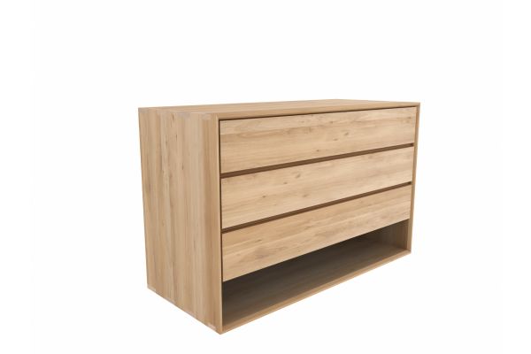 ETHNICRAFT OAK NORDIC CHEST OF DRAWERS - 3 DRAWERS
