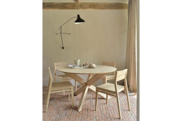 ETHNICRAFT OAK CIRCLE ROUND DINING TABLE 136x136