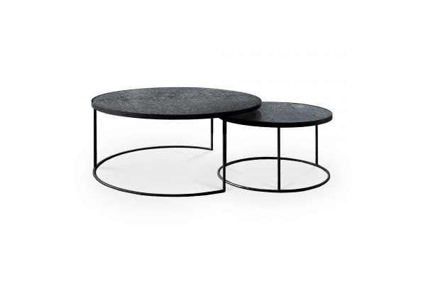 ETHNICRAFT NESTING COFFEE TABLE SET OF 2 -CHARCOAL