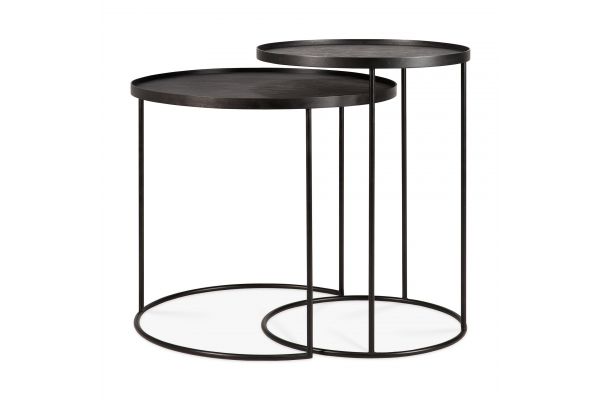 ETHNICRAFT ROUND TRAY SIDE TABLE - SET - S/L
