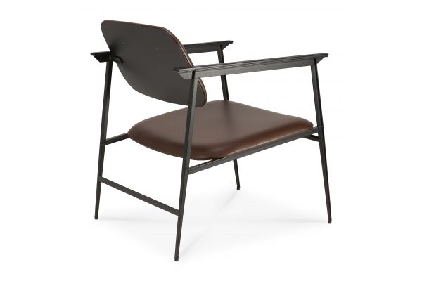 ETHNICRAFT DC LOUNGE CHAIR - CHOCOLATE LEATHER