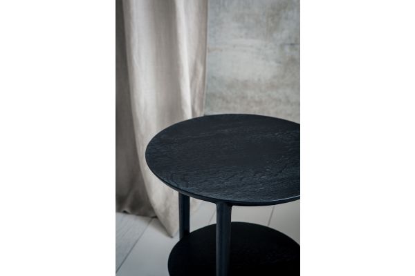 ETHNICRAFT BLACK OAK BOK SIDE TABLE 43x43x50